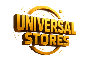 make a 3d logo for universal store attractive engaging eye catchy use yellowish color 